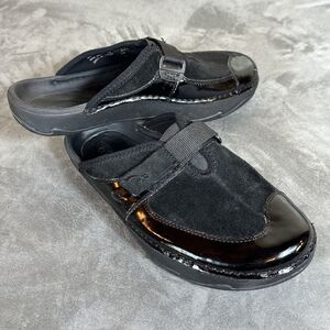 7 B Earth Kalso Exercise Clog Mules Black Shiny Slip On Shoes Women’s Leather